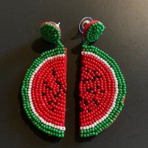 Hand-Beaded Watermelon Earrings 26577